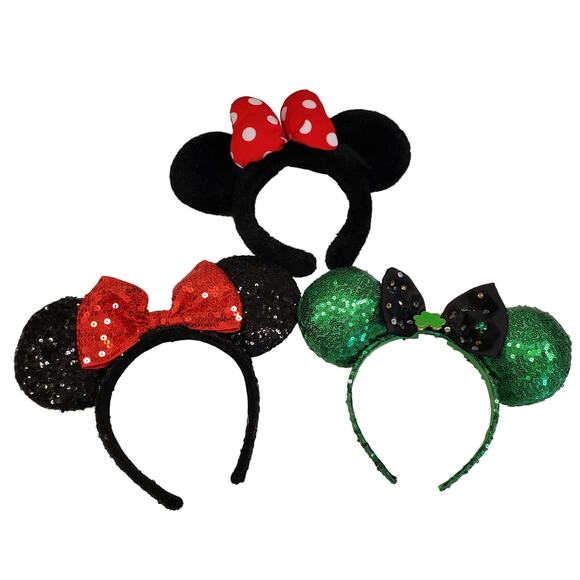 Disney Minnie Mouse Ears St Patrick's Day Minnie Mouse Ears Sequence Ears - Picture 1 of 13
